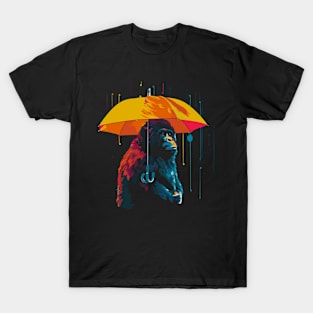 Gorilla Rainy Day With Umbrella T-Shirt